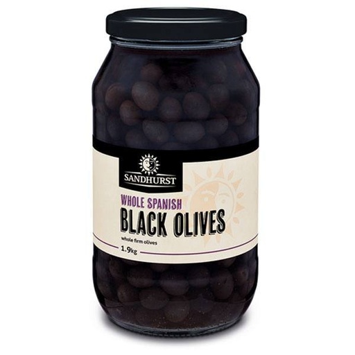 [SANOLIBLAWHOL1.9-UC6] Sandhurst - Olives Whole Spanish Black 1.9kg (SBLO1.9)