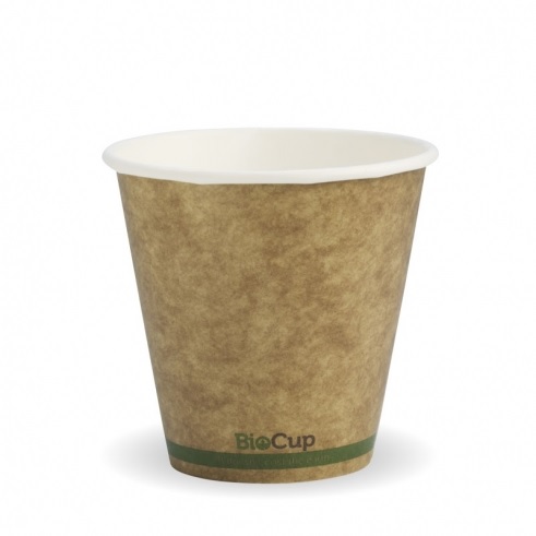 [BIOPAK_BCC8OZ-B] 8oz Kraft Green Stripe Single Wall Biocup (1000)
