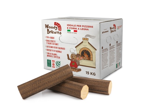 [WOOPIZBRI15] COMPRESSED BEECH WOOD LOGS FOR PIZZA OVEN 15KG