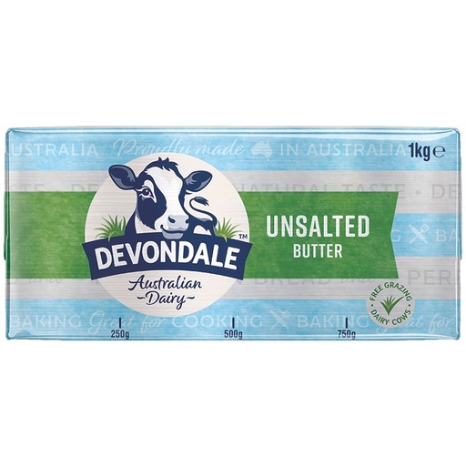 [DEVBUTTER-1KG-US-UC10] Devondale- Unsalted Butter 1kg