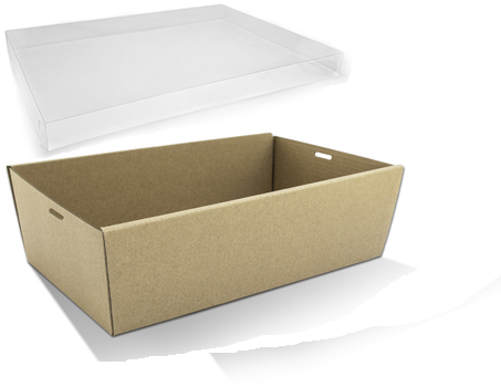 [CATERTRAYS-B] Food Trays Catering Med Brown With Lids x 50 360mm x 250mm x 80mm