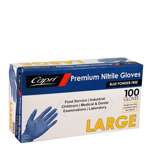 [GLOVES/NB/L-U] Gloves Blue Nitrile Large x 100