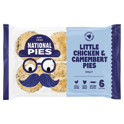 [TASBAKE_20503-B] Little Chicken & Camembert Pies 60g - 6 Packs of 6