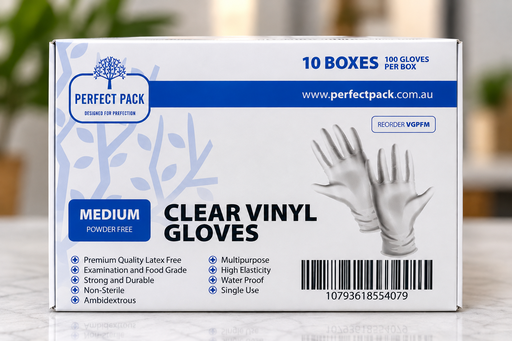 [GLOVES/PF/MEDIUM-UC10] Gloves Vinyl Medium Powered Free x100