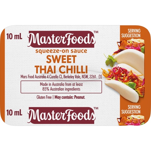 [MFDSSCHILLPORT-B] Masterfoods- Portion Control Squeeze On Sweet Thai Chilli Sauce 100x10ml