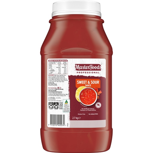 [MFDS/SWEET] MasterFoods Professional Gluten Free Sweet & Sour Sauce 2.7kg