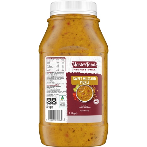 [MFDSMUSTARDPICKLES-UC6] Masterfoods- Professional Sweet Mustard Pickle Relish 2.6kg