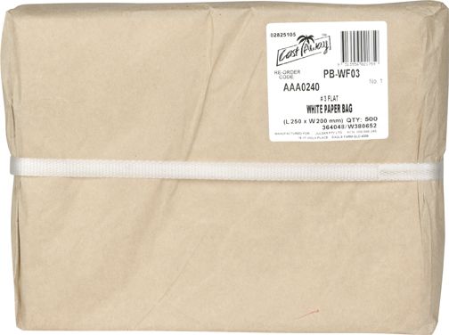[PB-WF03-U] White Paper Bags 245mm x 200mm x 500
