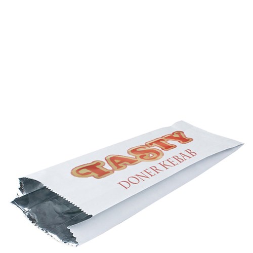 [KEBABBAGS-U] Paper Bag Kebab Printed Front And Bag White 270x100x40mm