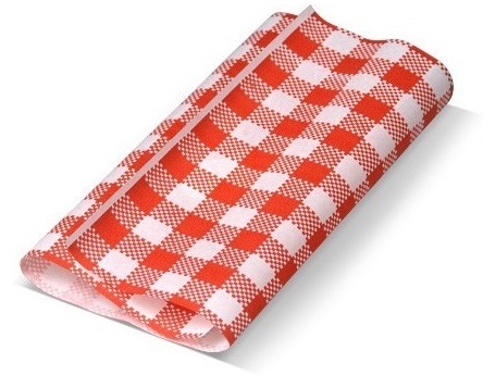 [G/PROOFREDWHITE-U] Red & White Checked Greaseproof Paper 190x300 (500)