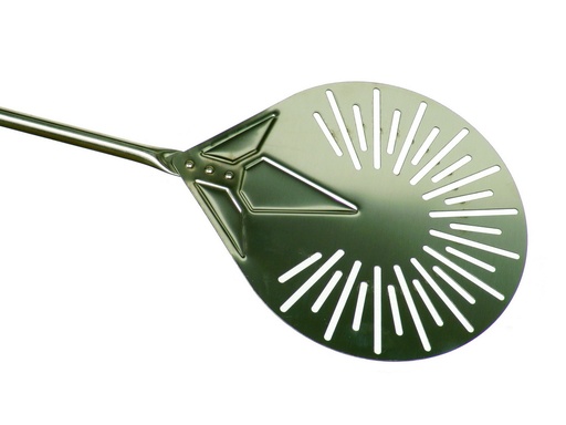 [GI-I-20F/75] STAINLESS STEEL ROUND PERFORATED PIZZA PEEL 20CM - 75CM HANDLE