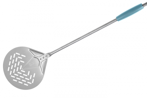 [GI-IE-20F-U] Stainless Steel Round "Evoluzione" Perforated Pizza Peel 20cm - 150cm Handle