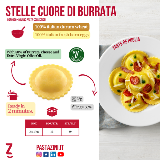 [ZINISTELBUR1KG-B] Stelle Cuore Di Burrata 3 x 1kg
