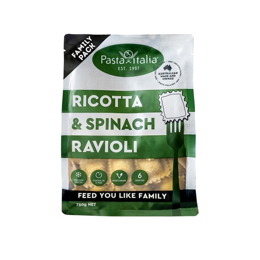 [PASITAEVERAVSPIRIC-B] Pasta Italia- Froz Everyday Ravioli Spin & Ric 10 x 750gm