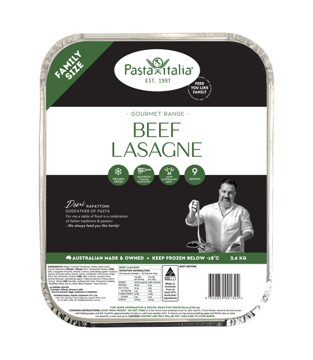 [PASITALASBEE2.6-B] Pasta Italia- Froz Lasagne Beef 4 x 2.6kg*